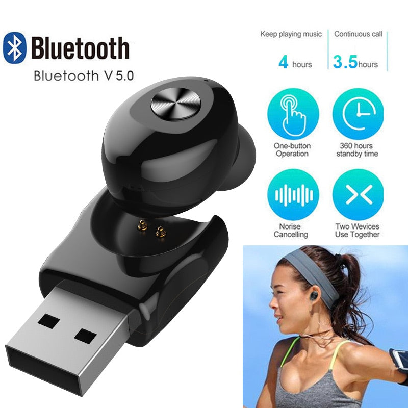 XG12 Mini Bluetooth Wireless Earphone Cordless Headphone USB Magnetic Charging Bluetooth Headset with Mic for iPhone Samsung