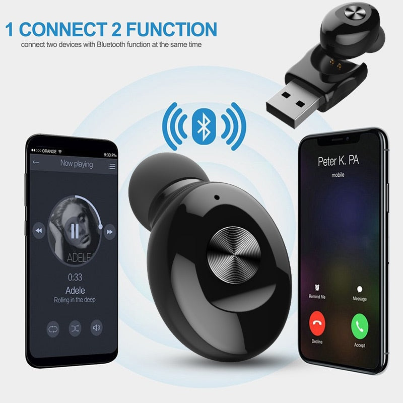XG12 Mini Bluetooth Wireless Earphone Cordless Headphone USB Magnetic Charging Bluetooth Headset with Mic for iPhone Samsung