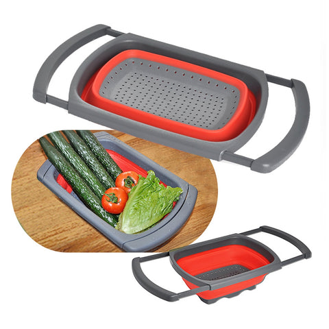 Collapsible Over-sink Colander Folding Strainer with Extendable Handles