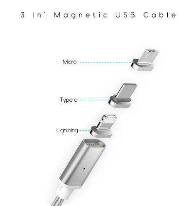 Magnetic Cable  Magnetic Charger Cable USB/Type C/Lighting Fast Charger Data Cable