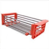 Stainless Steel Adjustable Telescopic Kitchen Over Sink Dish Drying Rack Insert Storage Organizer Fruit Vegetable Tray Drainer
